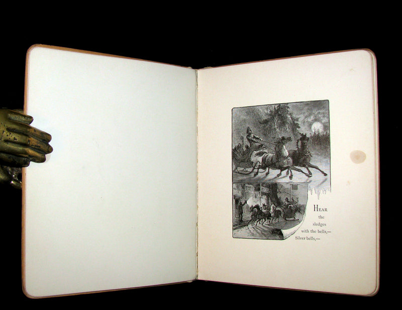 1881 Rare Victorian Book - The Bells by Edgar Allan Poe. Illustrated.