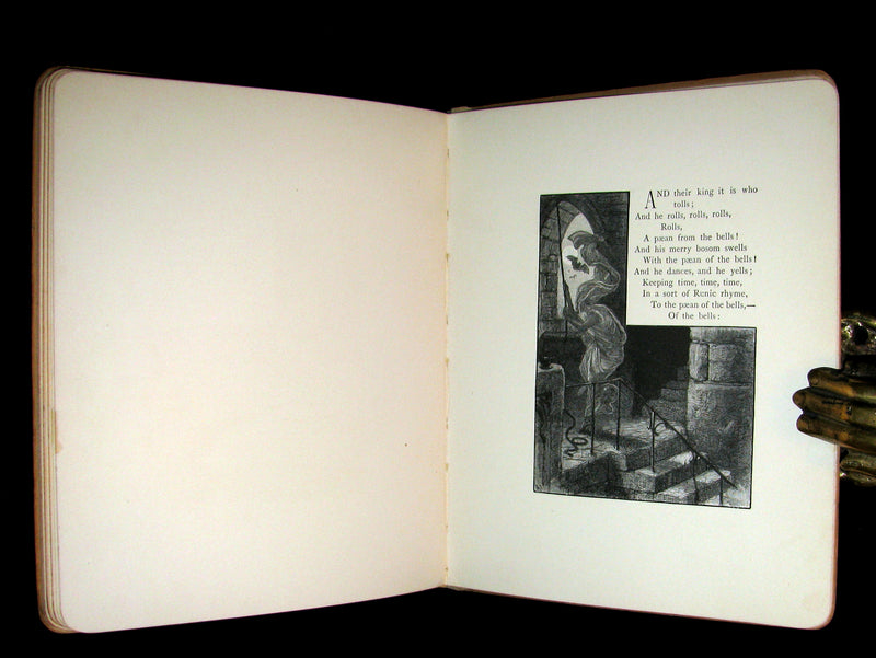 1881 Rare Victorian Book - The Bells by Edgar Allan Poe. Illustrated.