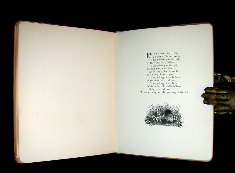1881 Rare Victorian Book - The Bells by Edgar Allan Poe. Illustrated.