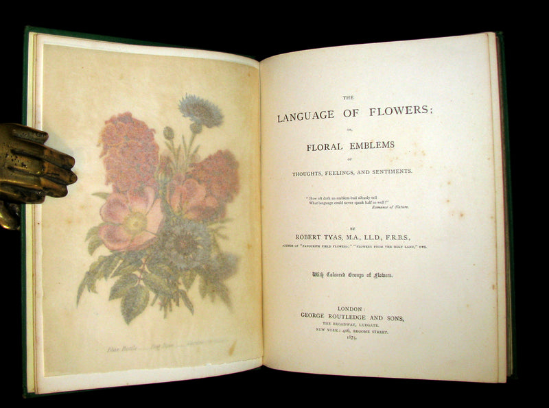 1875 Rare Floriography Book ~ The Language of Flowers by Robert Tyas, Color Illustrated.