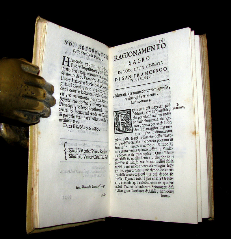 1680 Scarce Italian Vellum Jesuit Book - Panegyric on the Stigmata of St. Francis of Assisi - Francesco d'Assisi. 1st EDITION.