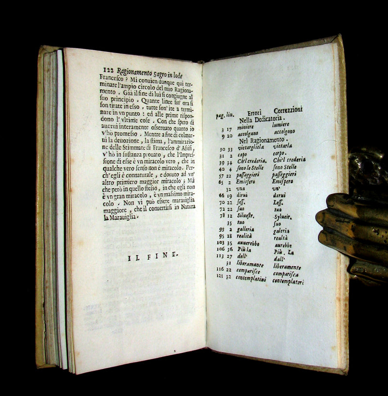 1680 Scarce Italian Vellum Jesuit Book - Panegyric on the Stigmata of St. Francis of Assisi - Francesco d'Assisi. 1st EDITION.