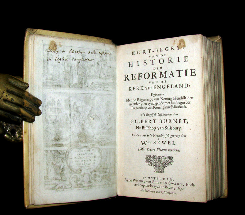 1690 Rare Dutch vellum Book - Gilbert Burnet's History of the Reformation of the Church of England. Illustrated.