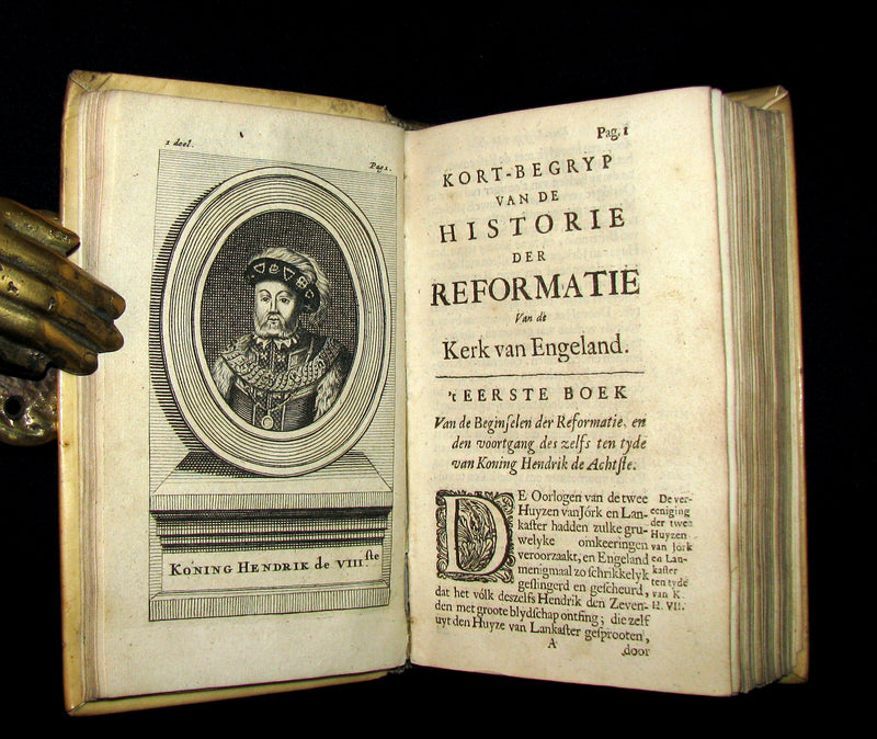 1690 Rare Dutch vellum Book - Gilbert Burnet's History of the Reformation of the Church of England. Illustrated.