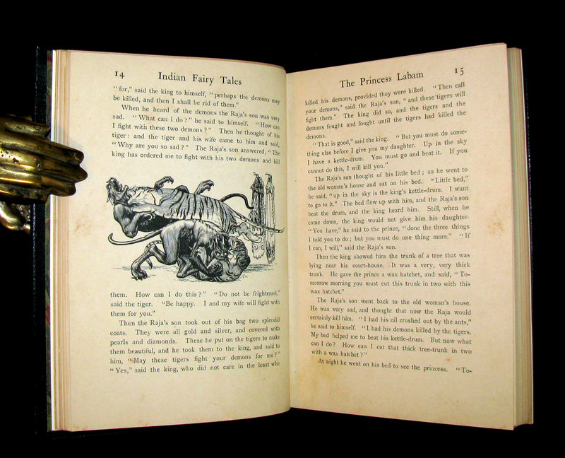 1892 1stED Book - Nice binding - INDIAN Fairy Tales by Joseph Jacobs illustrated by John D. Batten.