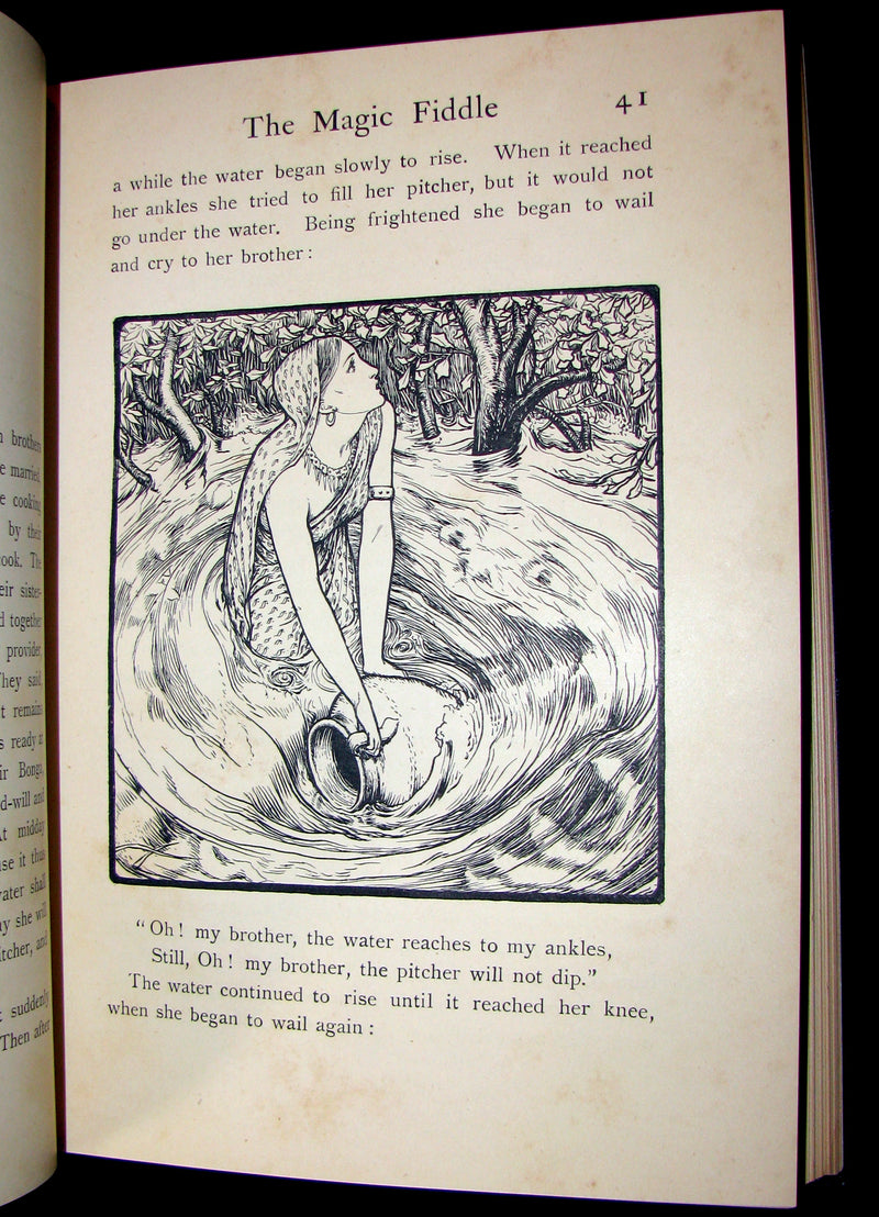 1892 1stED Book - Nice binding - INDIAN Fairy Tales by Joseph Jacobs illustrated by John D. Batten.