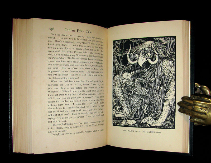 1892 1stED Book - Nice binding - INDIAN Fairy Tales by Joseph Jacobs illustrated by John D. Batten.