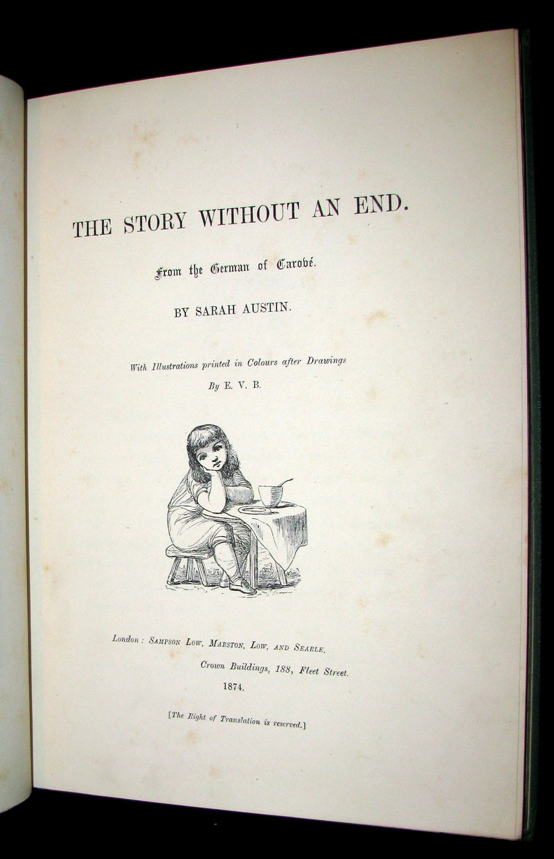 1874 Rare Victorian Book - The Story Without An End by Sarah Austin Illustrated by Eleanor Vere Boyle.