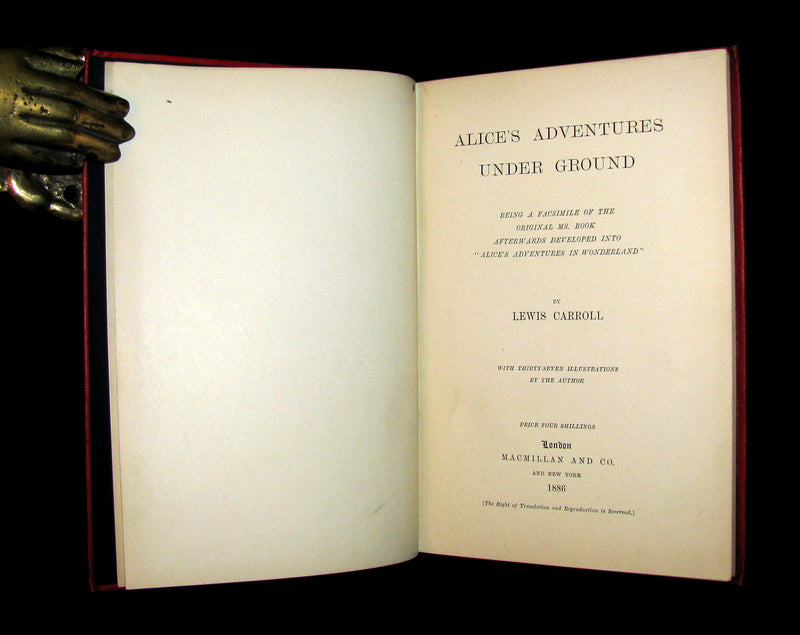 1886 Rare 1st Edition - Alice's Adventures Under Ground illustrated by Lewis Carroll.