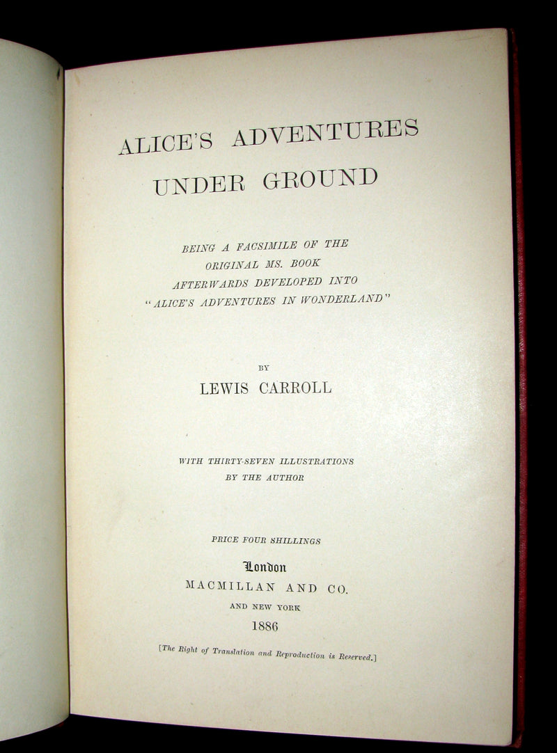 1886 Rare 1st Edition - Alice's Adventures Under Ground illustrated by Lewis Carroll.