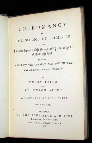 1886 Rare Book -  CHIROMANCY - The Science of Palmistry by Henry Frith. Illustrated.
