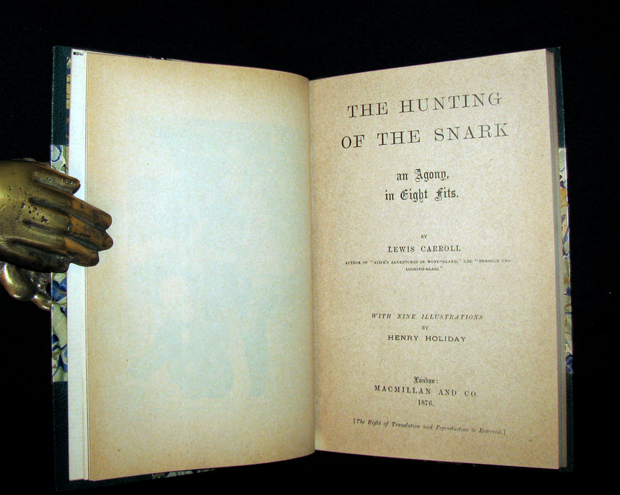 1876 Rare First Edition - The Hunting of the SNARK by Lewis Carroll bound by William Launder.