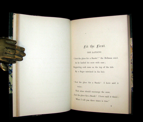 1876 Rare First Edition - The Hunting of the SNARK by Lewis Carroll bound by William Launder.