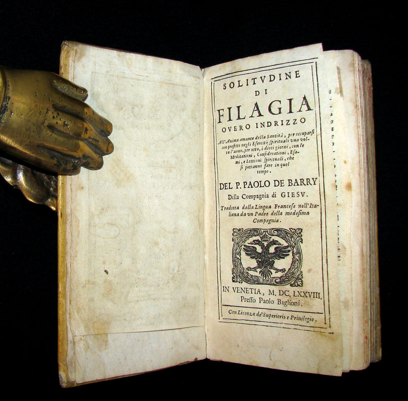 1678 Scarce Italian Vellum Book - Jesuit Paolo De Barry - Solitudine di Filagia - Solitude of Philagie.