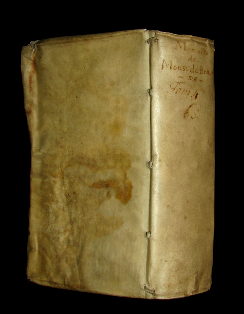 1665 Rare French Vellum Book - Memoirs of Pierre de Bourdeille, seigneur de Brantome. First Edition.