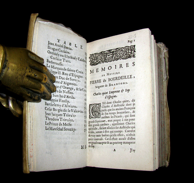 1665 Rare French Vellum Book - Memoirs of Pierre de Bourdeille, seigneur de Brantome. First Edition.