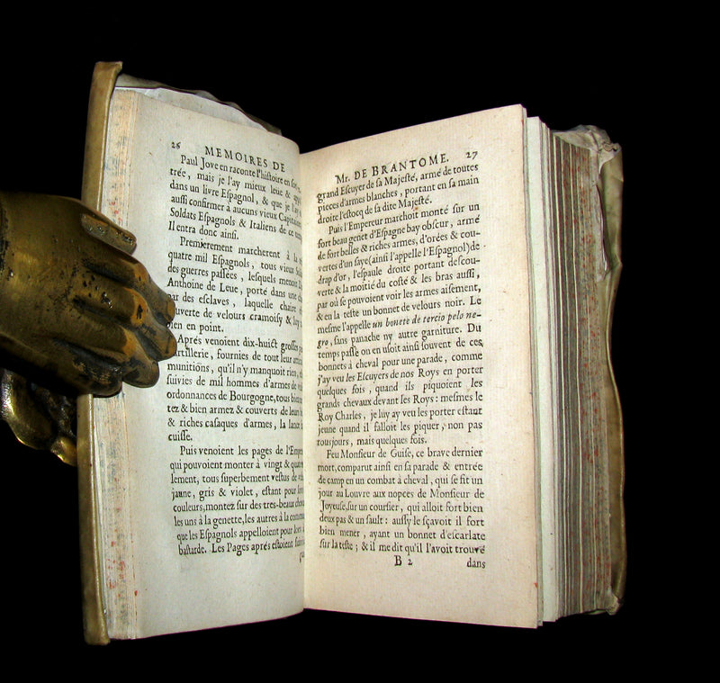 1665 Rare French Vellum Book - Memoirs of Pierre de Bourdeille, seigneur de Brantome. First Edition.