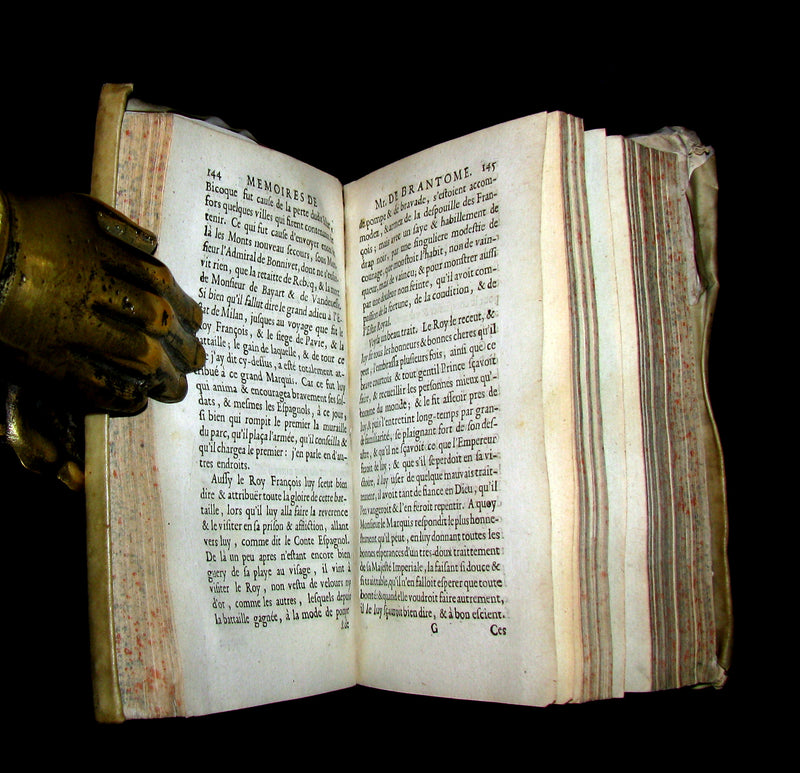 1665 Rare French Vellum Book - Memoirs of Pierre de Bourdeille, seigneur de Brantome. First Edition.