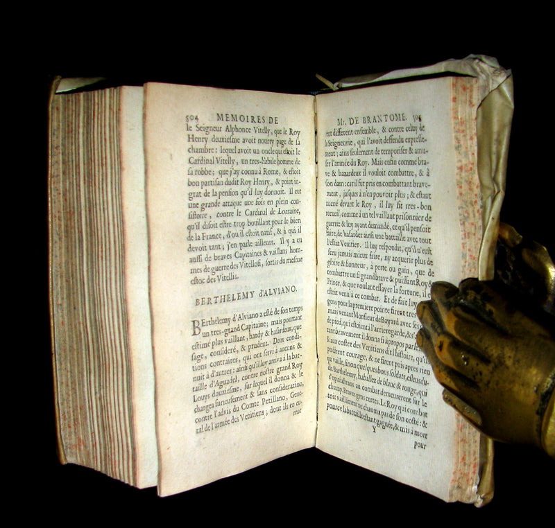 1665 Rare French Vellum Book - Memoirs of Pierre de Bourdeille, seigneur de Brantome. First Edition.
