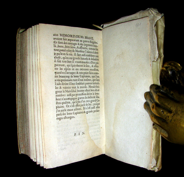 1665 Rare French Vellum Book - Memoirs of Pierre de Bourdeille, seigneur de Brantome. First Edition.