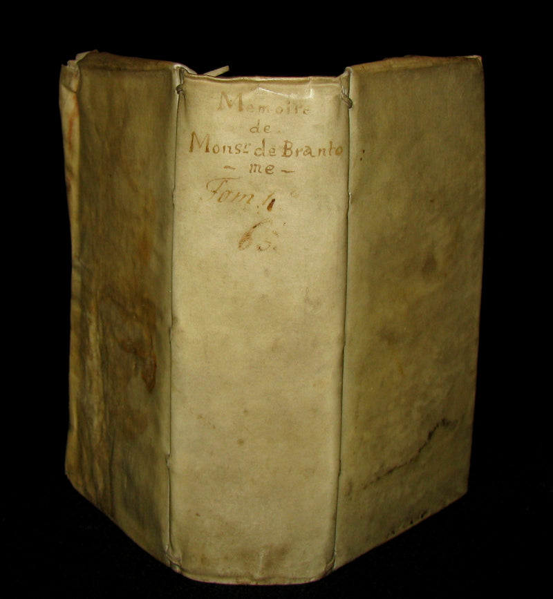 1665 Rare French Vellum Book - Memoirs of Pierre de Bourdeille, seigneur de Brantome. First Edition.