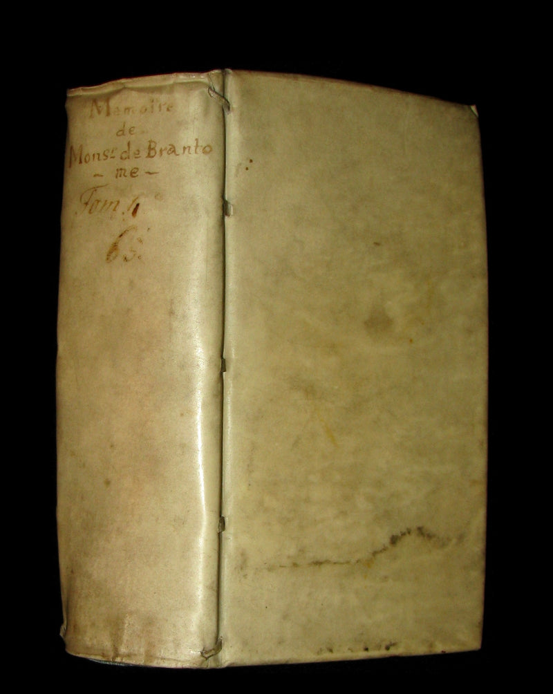 1665 Rare French Vellum Book - Memoirs of Pierre de Bourdeille, seigneur de Brantome. First Edition.