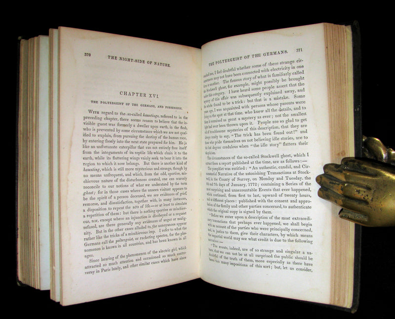 1856 Scarce  Victorian Book- Ghosts and Ghost Seers or The Night Side of Nature. Poltergeist.