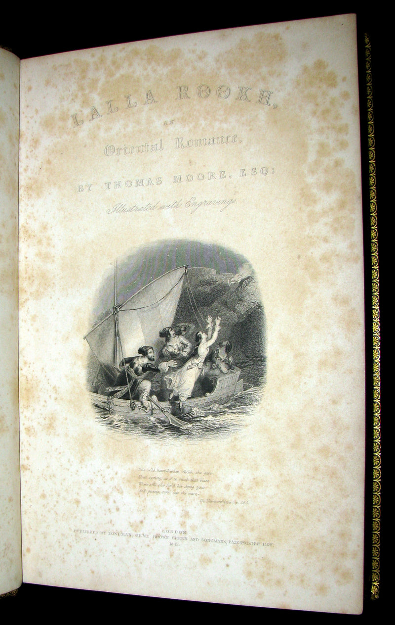 1842 Rare Book - Exquisite binding - Lalla Rookh an Oriental Romance illustrated.