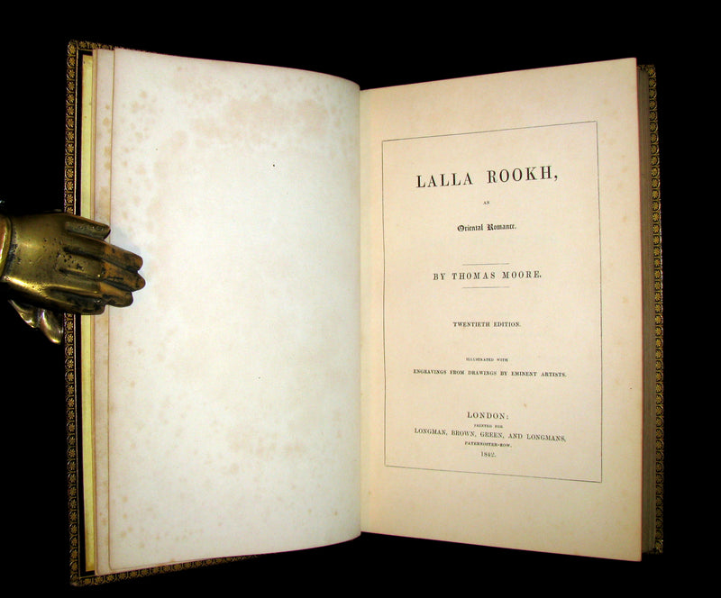 1842 Rare Book - Exquisite binding - Lalla Rookh an Oriental Romance illustrated.