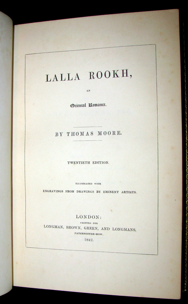 1842 Rare Book - Exquisite binding - Lalla Rookh an Oriental Romance illustrated.