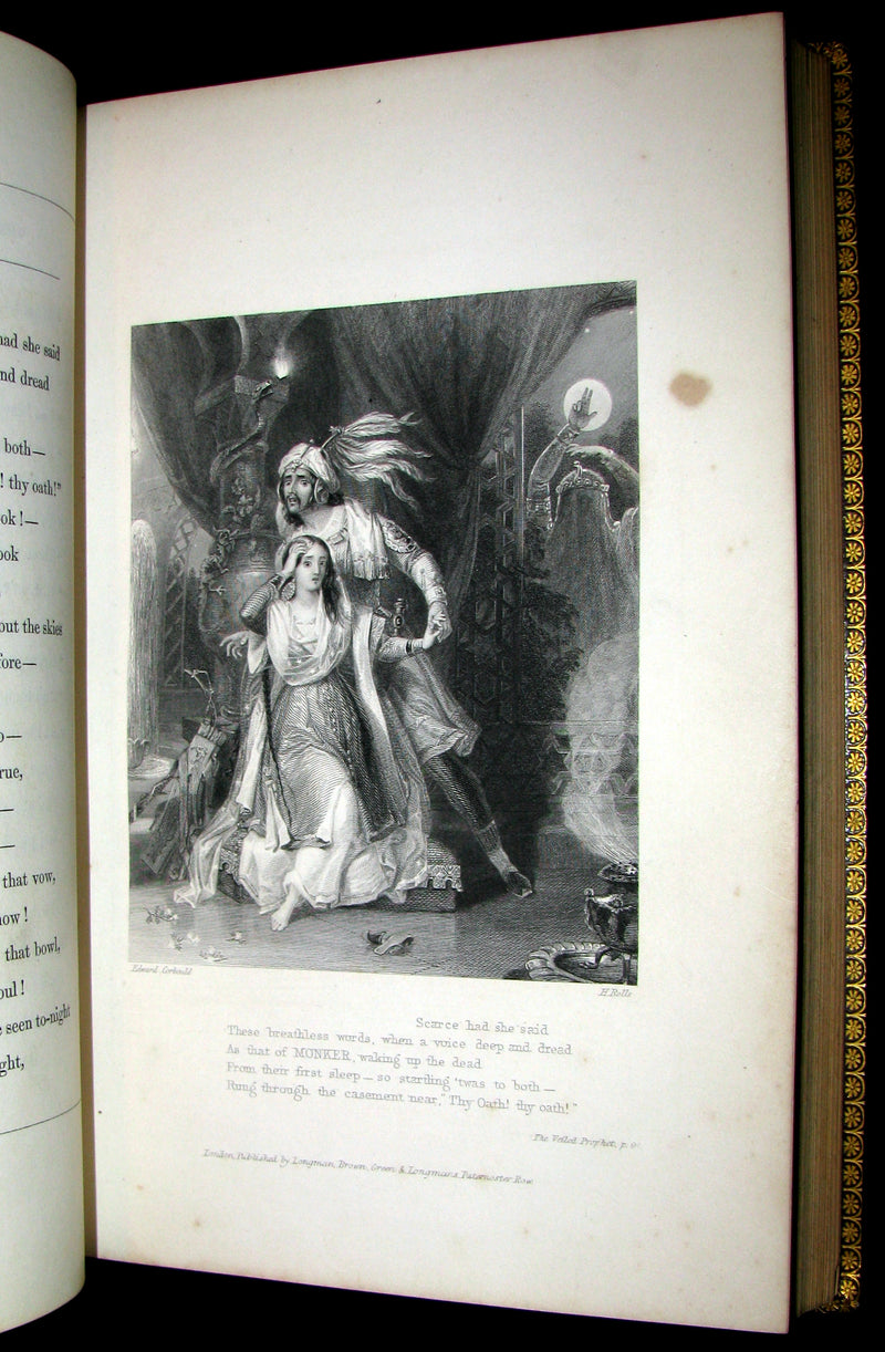 1842 Rare Book - Exquisite binding - Lalla Rookh an Oriental Romance illustrated.