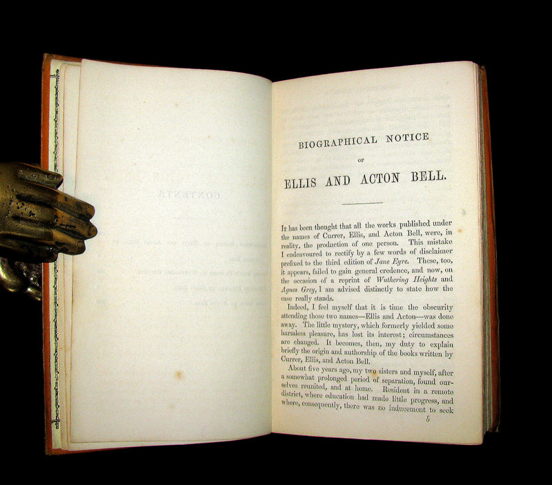 1858 Rare Early Edition - WUTHERING HEIGHTS by Ellis Bell; And Agnes Grey by Acton Bell; With a Preface and Memoir of both Authors by Currer Bell.