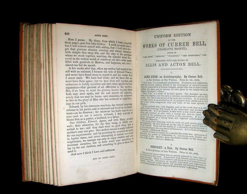 1858 Rare Early Edition - WUTHERING HEIGHTS by Ellis Bell; And Agnes Grey by Acton Bell; With a Preface and Memoir of both Authors by Currer Bell.