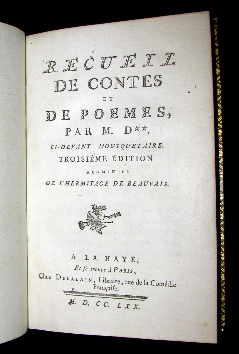 1770 Scarce French Book - Musketeer Dorat's TALES and Poems illustrated by Eisen.