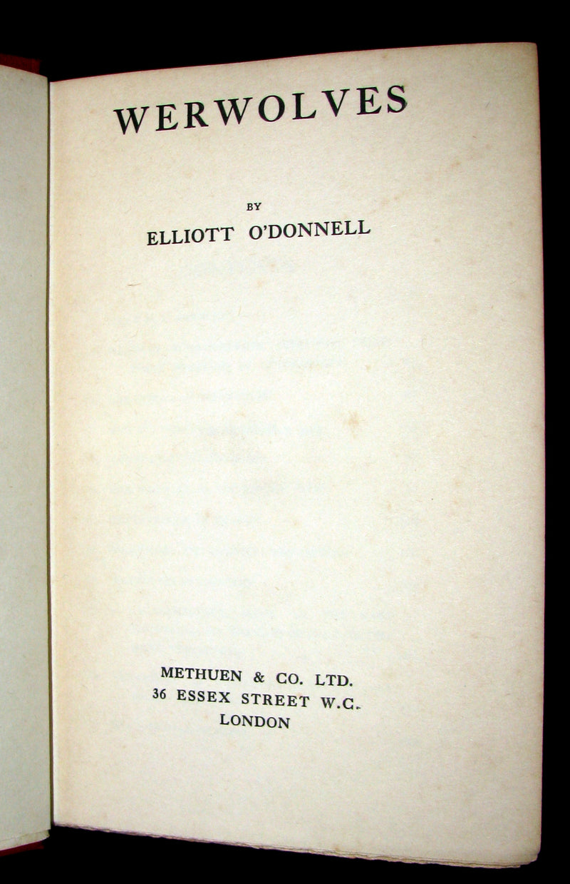 1912 Rare 1st Edition Book on Werewolves - WERWOLVES by Elliott O'Donnell - How to become a WEREWOLF.