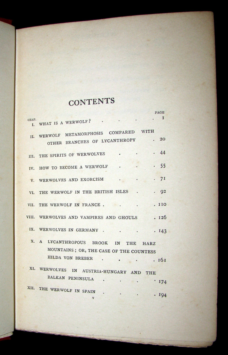 1912 Rare 1st Edition Book on Werewolves - WERWOLVES by Elliott O'Donnell - How to become a WEREWOLF.