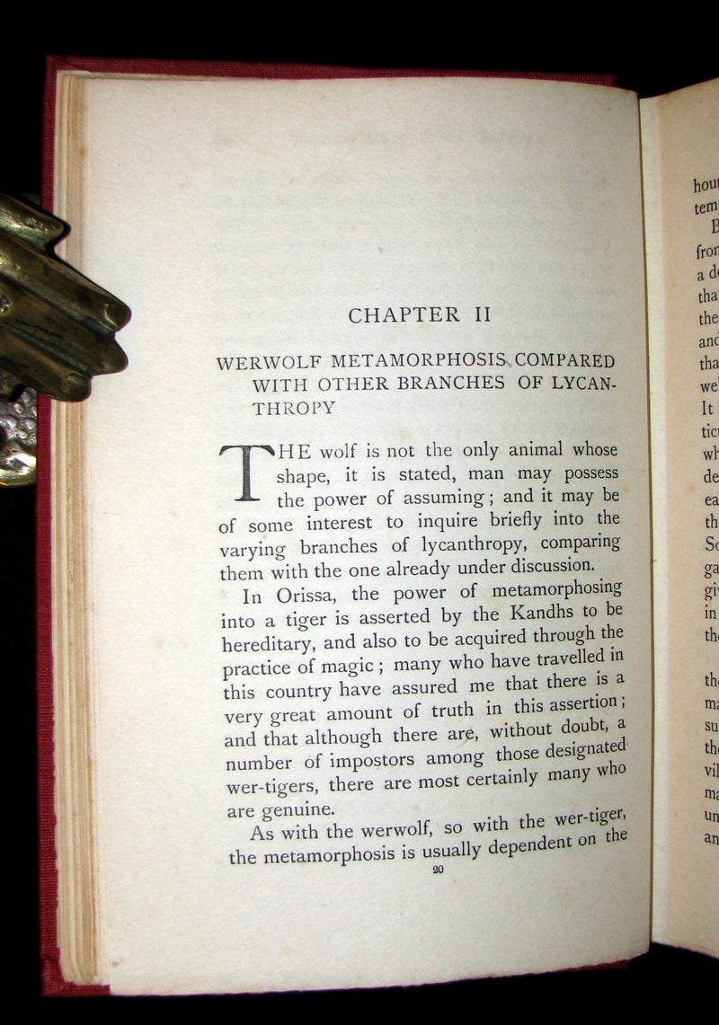 1912 Rare 1st Edition Book on Werewolves - WERWOLVES by Elliott O'Donnell - How to become a WEREWOLF.