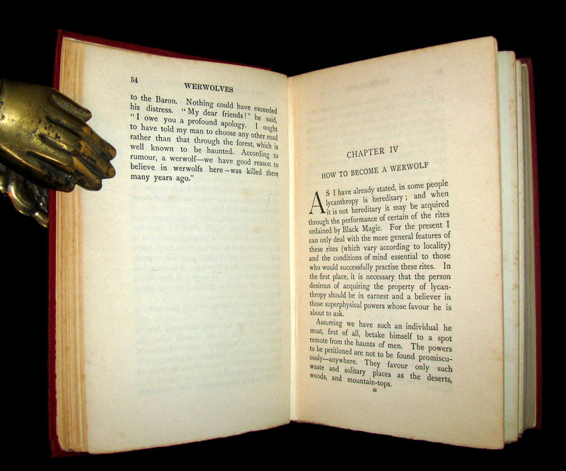 1912 Rare 1st Edition Book on Werewolves - WERWOLVES by Elliott O'Donnell - How to become a WEREWOLF.