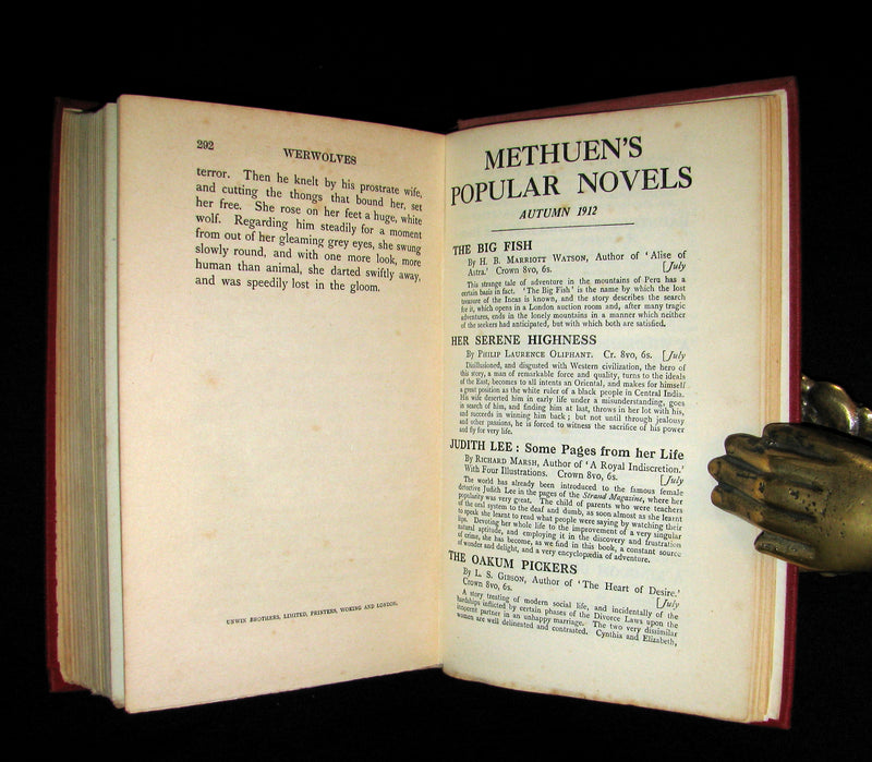 1912 Rare 1st Edition Book on Werewolves - WERWOLVES by Elliott O'Donnell - How to become a WEREWOLF.