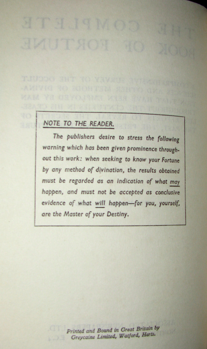 1935 Scarce with Dust Jacket -The Complete Book of Fortune A Comprehensive Survey Of The Occult Sciences And Other Methods Of Divination.