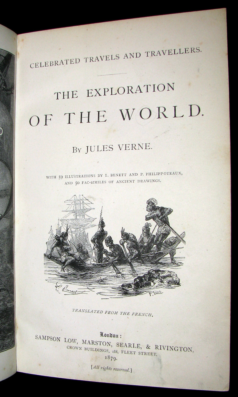 1879 Rare First Edition Book -  The Exploration of the World by JULES VERNE.