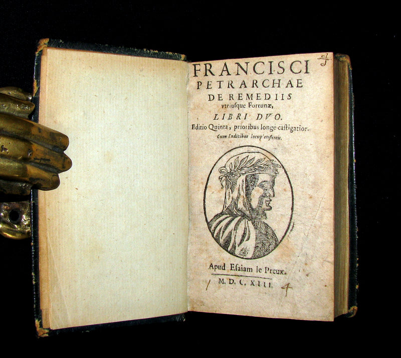 1613 Rare Book - Petrarch's Remedies for Fortune Fair and Foul (De remediis utriusque Fortunae).