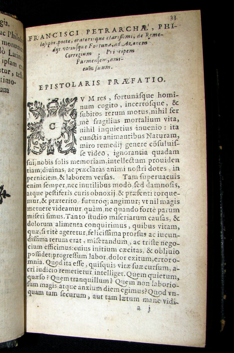 1613 Rare Book - Petrarch's Remedies for Fortune Fair and Foul (De remediis utriusque Fortunae).