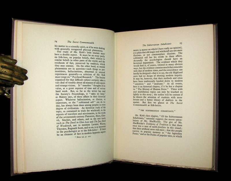 1933 Rare Book - The Secret Commonwealth of Elves, Fauns & Fairies by Robert Kirk. Publisher review copy.