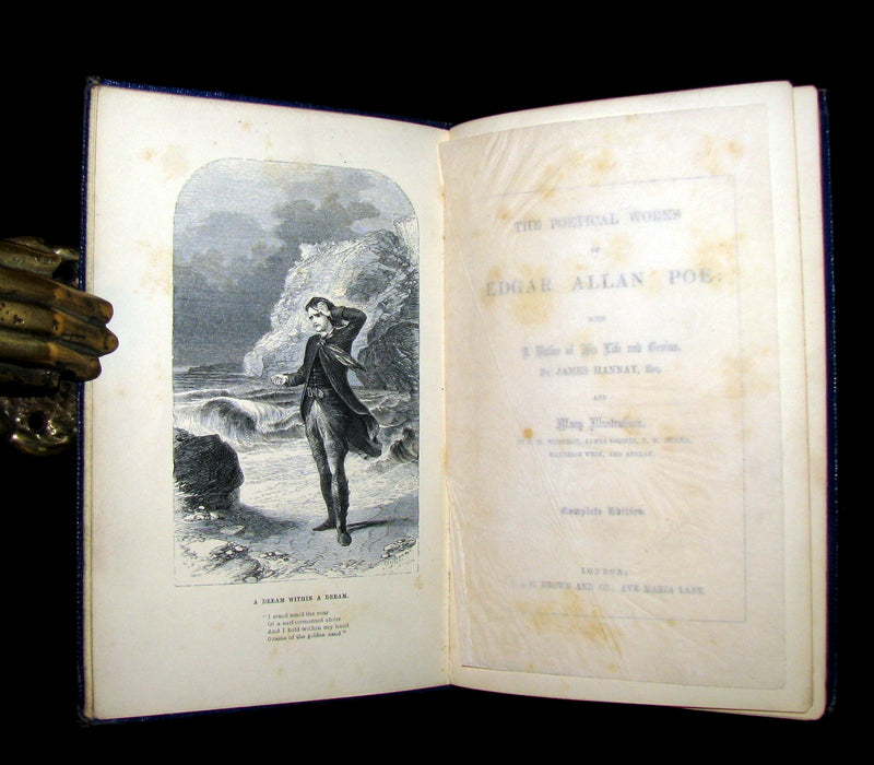 1852 Rare Book - The Poetical Works of EDGAR ALLAN POE with A Notice of his Life. Illustrated.