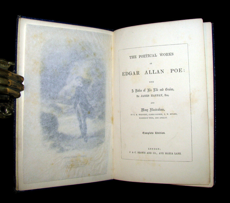 1852 Rare Book - The Poetical Works of EDGAR ALLAN POE with A Notice of his Life. Illustrated.