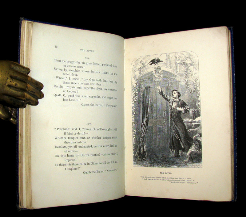 1852 Rare Book - The Poetical Works of EDGAR ALLAN POE with A Notice of his Life. Illustrated.