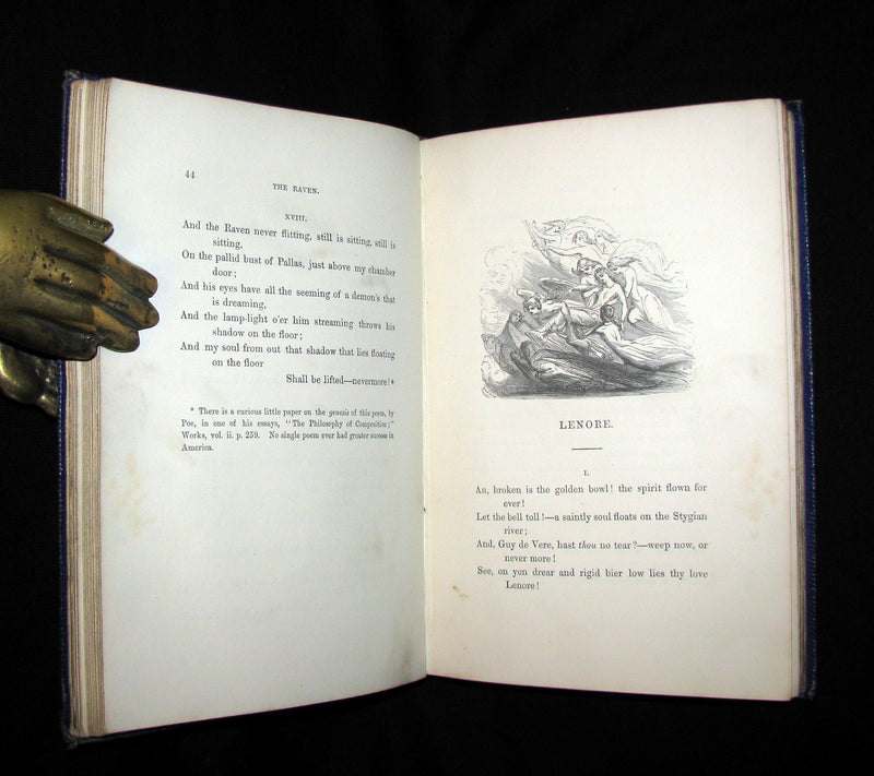 1852 Rare Book - The Poetical Works of EDGAR ALLAN POE with A Notice of his Life. Illustrated.