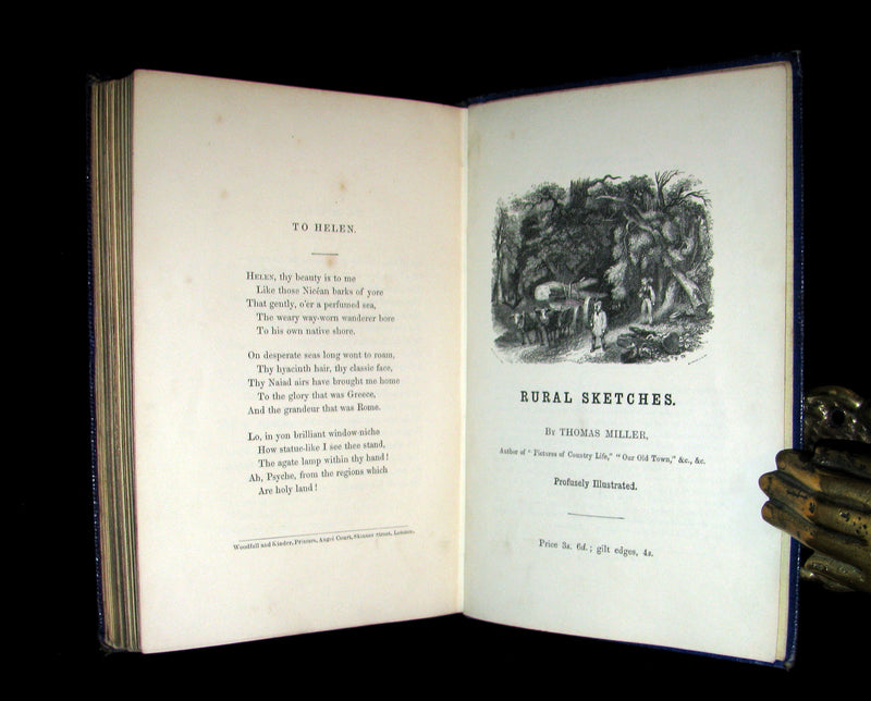 1852 Rare Book - The Poetical Works of EDGAR ALLAN POE with A Notice of his Life. Illustrated.