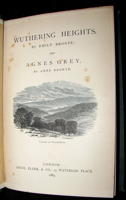 1885 Rare Book - WUTHERING HEIGHTS by Emily Brontë and Agnes Grey by Anne Brontë. Illustrated.